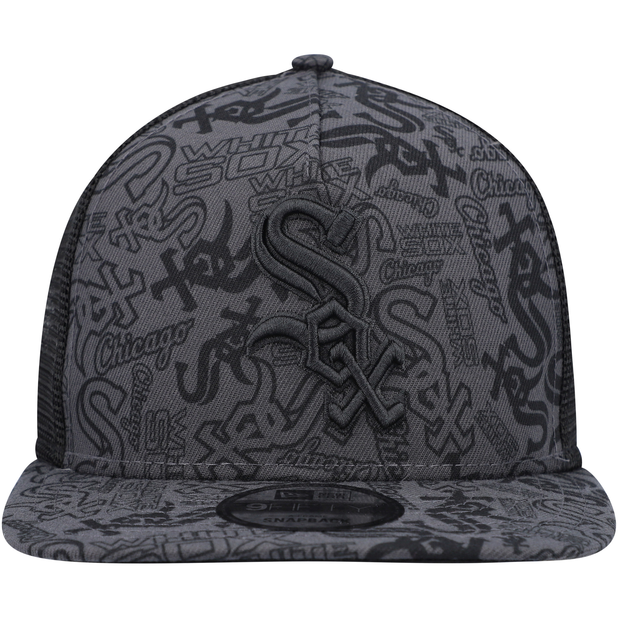 Men's New Era Black Chicago White Sox Repeat A-Frame 9FIFTY Trucker Snapback Hat