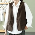 thumbnail image 1 of Mareep Hauts d'Été Sans Manches M-2TG Veste Ample en Coton Sergé Rétro pour Femmes, 1 of 4