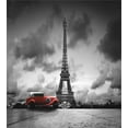 thumbnail image 3 of Eiffel Tower Duvet Cover Set, Image of Eiffel Tower Paris France Vintage Car Street Dark Clouds, Decorative 3 Piece Bedding Set with 2 Pillow Shams, King Size, Grey Black Red, by Ambesonne, 3 of 3