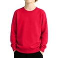 thumbnail image 3 of Lumtrix Girls Long Sleeve Sweatshirts Cute Crewneck Oversized Pullover Casual Solid Color Tops Red 110, 3 of 7