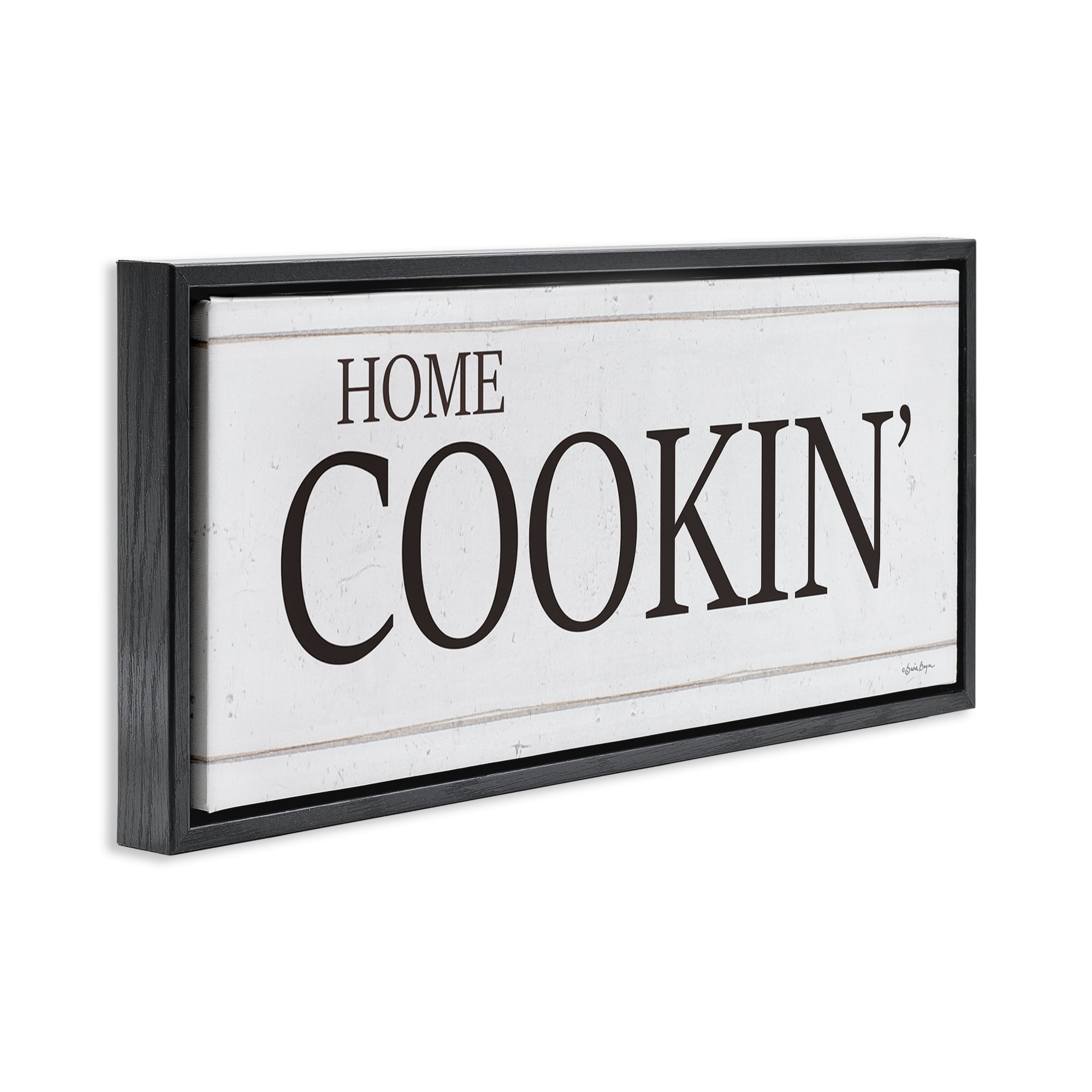 Stupell Industries Home Cookin' Phrase Food & Beverage Painting Black Floater Framed Art Print Wall Art, 25 x 11