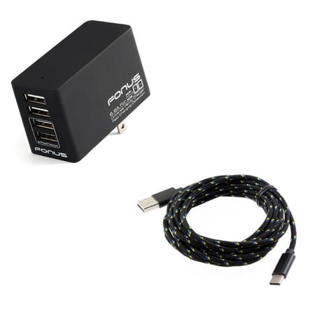 4-Port USB 34W Home Charger w Power Cord Type-C 10ft USB Cable M8Q for Samsung Galaxy Tab S6 10.5 S5e 10.5 S4 10.5 Note 10 Plus A 10.1 (2019) Fold A20 A10e - Sony Xperia 5 10 Plus 1