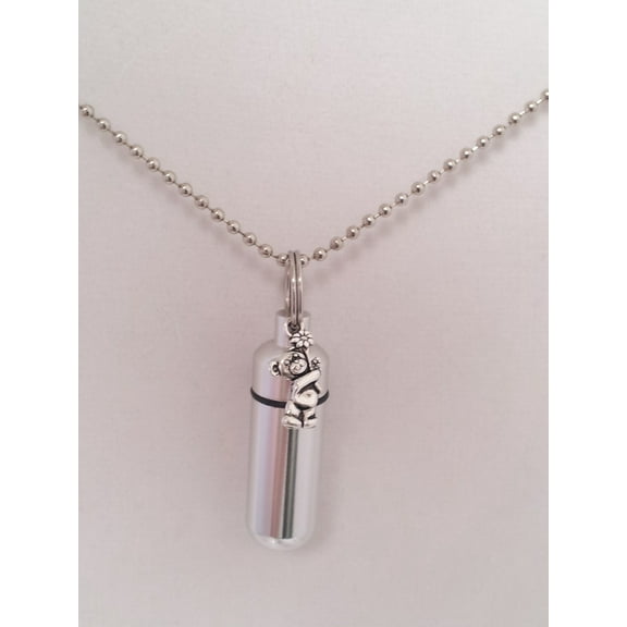 "TEDDY BEAR with Flowers" CREMATION URN Keepsake with Engraved Heart - Includes Velvet Pouch, Fill Kit