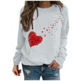 thumbnail image 2 of T-shirt de la Saint-Valentin pour Femmes 2024, Chandails à Col Rond, T-Shirts Décontractés avec Cœur, T-Shirts Graphiques Amples à Manches Longues, Chandails à Enfiler, Hauts Mode pour les Fêtes, T-Shirt, 2 of 5