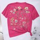 thumbnail image 5 of Tops de Manga Corta de las Mujeres, Cuello Redondo Impreso, Camiseta de Manga Corta para las Mujeres, 5 of 6