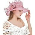 thumbnail image 3 of Organza Fascinator Hat - Women's Wide Brim Church Bridal Tea Party Wedding Hat, 3 of 7