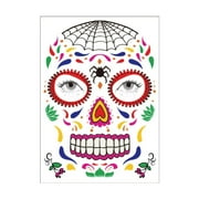 Temporary Face Makeup Stickers Day Of The Dead Sugar Flower Black Internet Red Rose Full Face Stickers Home Party Supplies