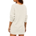 thumbnail image 5 of Women's Fashion Casual V-Neck Long Sleeve Rib Knitted Sweater Dress, Fall and Winter Elegant Dress for Casual Outings, Soft and Stretchy Material,Beige,2XL, 5 of 6