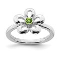 thumbnail image 1 of 925 Sterling Silver Peridot Flower Stackable Ring Stone Leaf Birthstone August Gemstone, 1 of 8