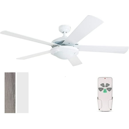 

52 Inch Style Indoor Ceiling with Dimmable Light Kit and Remote Control Reversible Blades and Motor ETL for Living room Bedroom Basement White