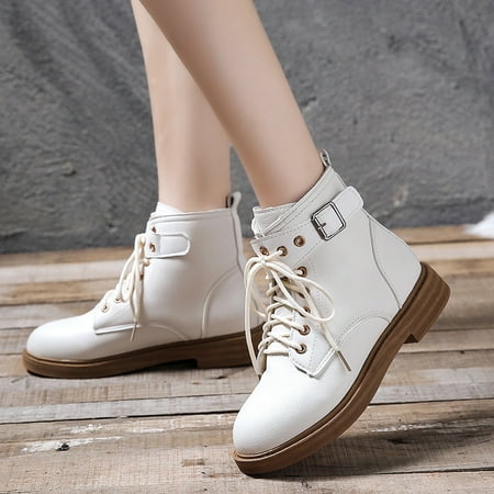 

ERTUTUYI Women s Boots Winter Strap Snow Knee Bootie Warm Causal Shoes White 35