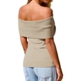 thumbnail image 4 of Short Sleeved Women's Off The Shoulder Sweaters Casual Knit Y2K Going Out Tops Blouses, 4 of 5