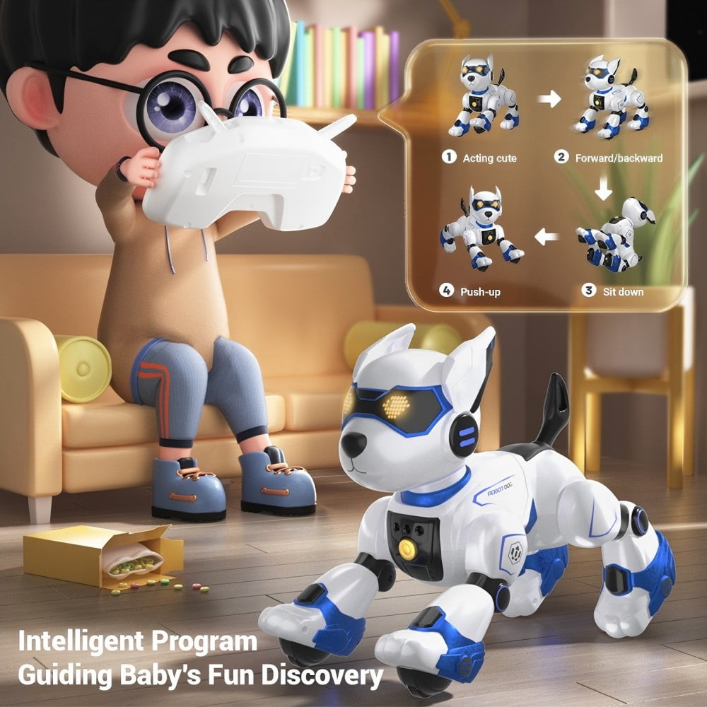 RC Robot Dog Interactive Electronic Pet Children's Puzzle Toy Remote Control Simulation Stunt Machine Dog Voice Control Singing and Dancing Expert