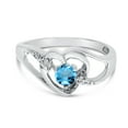 thumbnail image 6 of 10k White Gold Round Blue Topaz And Diamond Heart Ring, 6 of 6