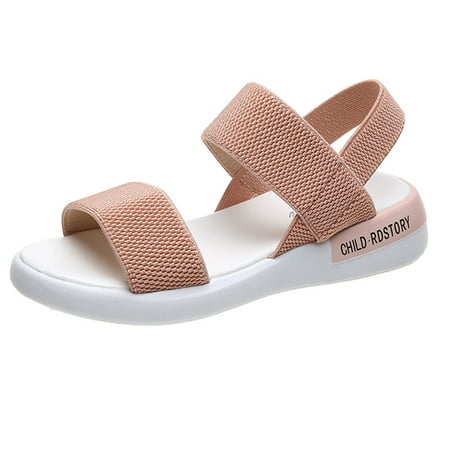 

iOPQO Women s sandals Ladies Shoes Summer Roman Shoes Beach Sandals Flat Elastic Band Mesh Sandals Women s Shoes Roman Shoes Beach Pink 39