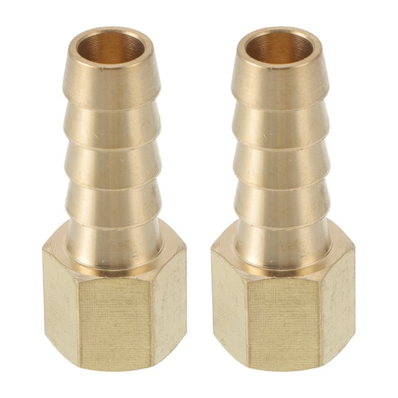 Brass Hose Barb Fittings 7/16" 1/8"NPT Female Thread Connector for Air Water Oil Gas Fuel 2 Pcs Gold Tone