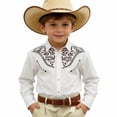 thumbnail image 3 of Yiyuu Boys Long Sleeve Cowboy Shirt Vintage Western Cowboy Button Down Shirt, Sizes 4-13, 3 of 3