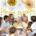 thumbnail image 5 of White Champagne Gold Birthday Party-Decorations - 21pcs Happy Birthday Banner,Paper Lanterns,Tissue Pom Poms Flower Fan,Honeycomb Ball,Swirl Streamers Garland Supplies Women Men Decor, 5 of 6