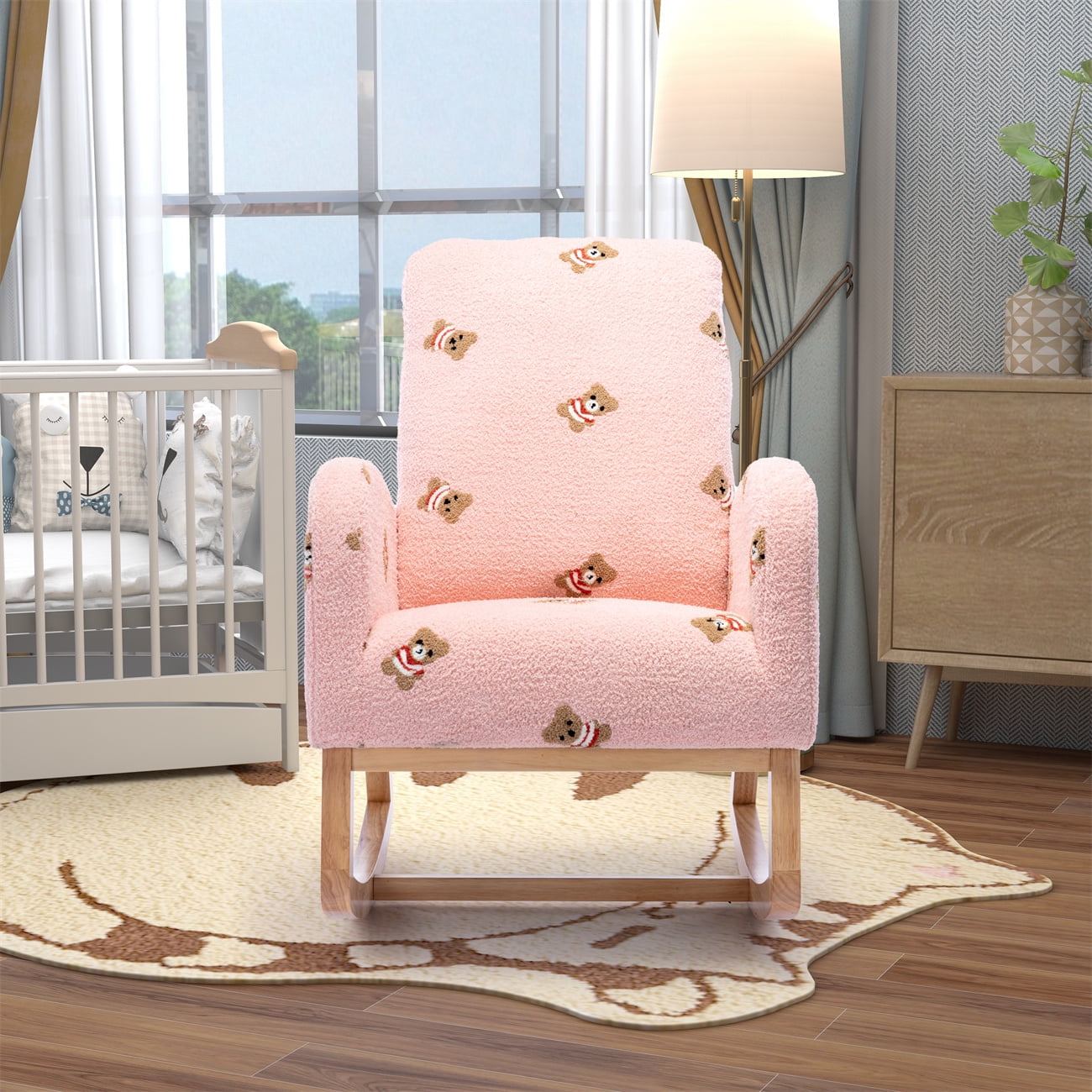 Rocking Chair for Nursery, Modern Upholstered Rocker Chair with