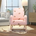 thumbnail image 2 of Rocking Chair for Nursery, Modern Upholstered Rocker Chair with High Back and Side Storage Pocket, Comfy Leisure Accent Armchair for Bedroom, Living Room and Balcony, Pink, 2 of 7