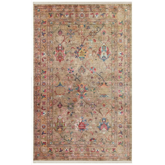 Waidhofen Beige Vintage Polyester Area Rugs for Living Room Jacquard Textured Modern Rugs Soft Geometric Rug for Bedroom Washable Rug Non-Slip Bohemian Carpet Perfect for Dining Room Office Beige
