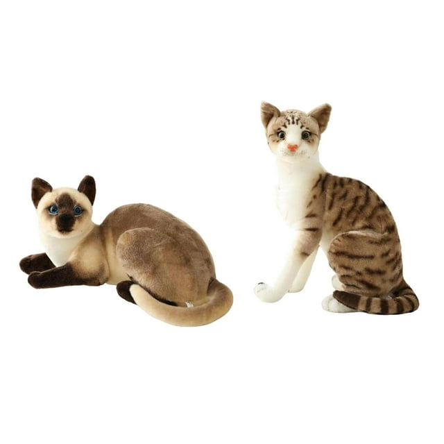 2 Piezas Lindo Gato Juguetes de Peluche Suave Realista Cómodo Simulación Gatos Siameses Niños Niñas Niños Muñecas Regalos de Cumpleaños