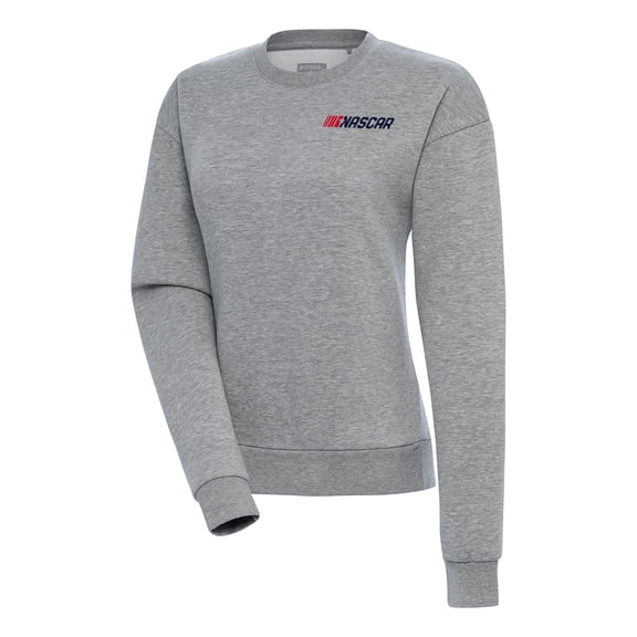 Women's Antigua  Heather Gray NASCAR Patriotic Victory Pullover Sweatshirt