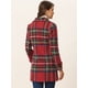 thumbnail image 4 of Abrigo de cuadros Allegra K Invierno Doble botonadura Solapa con muesca Rojo Verde XL, 4 of 6