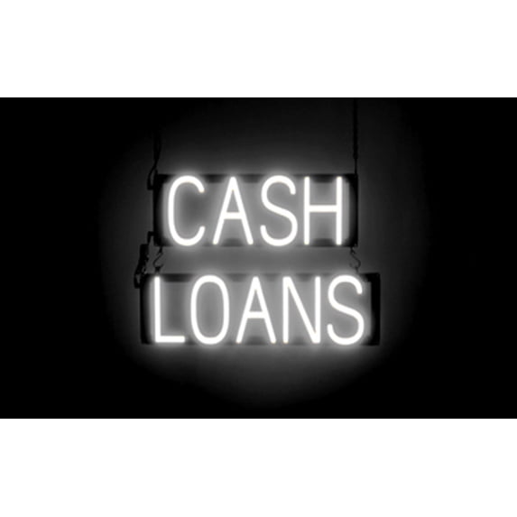 SpellBrite CASH LOANS LED Sign for Business. 20.8" x 15.0" White CASH LOANS Sign Has Neon Sign Look With Energy Efficient LED Light Source. Visible from 500+ Feet, 8 Animation Settings.