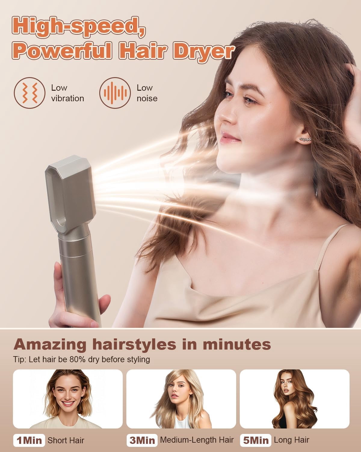 5-in-1 Hot Air Styler with Flex Hair Dryer & Diffuser - 110,000 RPM High-Speed Auto Wrap for Straight, Volumize, Wavy and Curly Hair