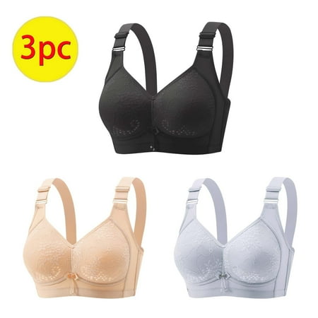 GERsome Women s Bras V Neck Seamless Wireless Comfortable Everyday Bra Full Coverage Push Up Bra Comfortable Underwear Pack of 3 Assorted Color Black/Beige/Blue XXL