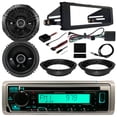 thumbnail image 1 of Kenwood KMR-D378BT Marine Bluetooth CD Radio Bundle Combo with 2x Kicker 6.5" DS 240 Watt Speakers, Dash Install Kit, Speaker Adapters, Thumb Control Module, Antenna - 98-2013 Harley Davidson, 1 of 8