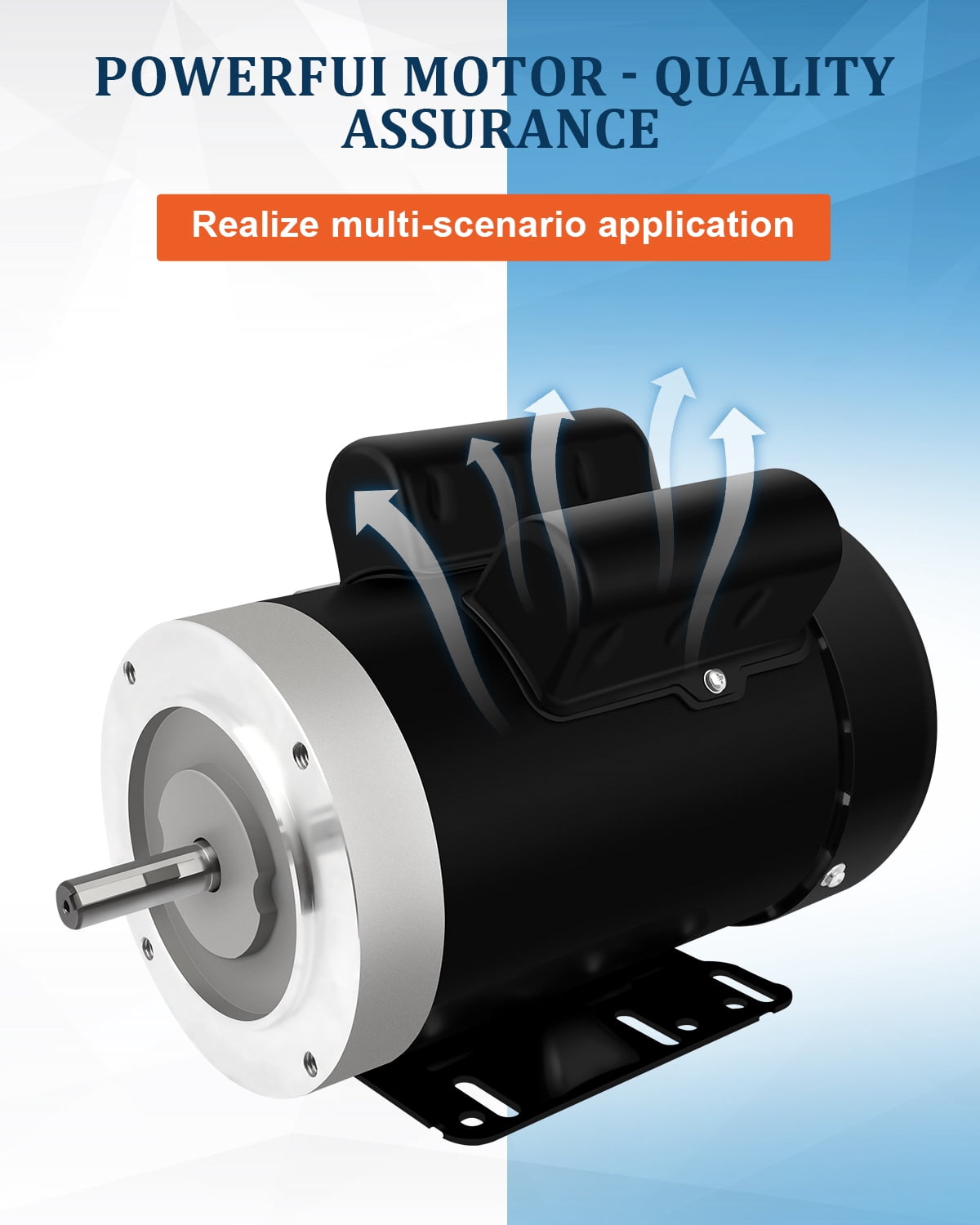 5HP Electric Motor 3450RPM General Purpose Single Phase Motor 208-230V 56C Frame 5/8" Shaft Diameter 60HZ TEFC