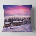 thumbnail image 2 of Designart Frosty Winter Resorts in Forest - Landscape Wall Throw Pillow - 18x18, 2 of 5