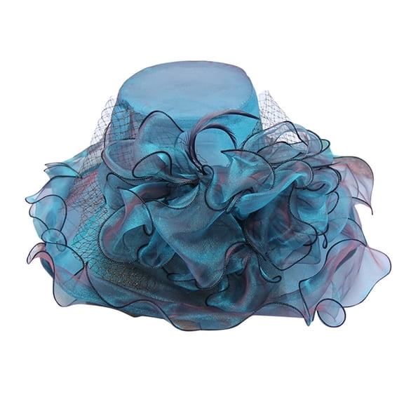 TRUBKH Women's organza hat Dressy Hats Sunhat fancy hats Tea Party Wedding Hat church hats derby hats for women Wide Brim Sun Hat church hats chapeau pour femme Sun Hat for Ladies Blue One Size