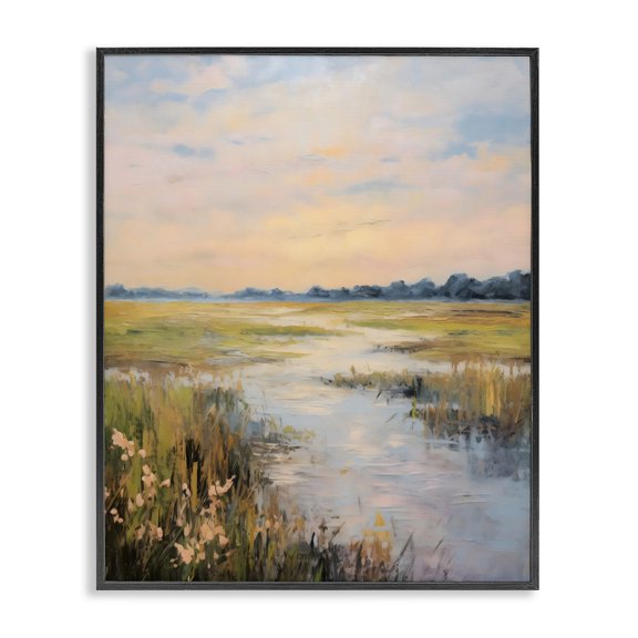 Stupell Industries Coastal Summer Marsh Stream Black Framed Giclee Art, 11 x 14, by Creative Studio