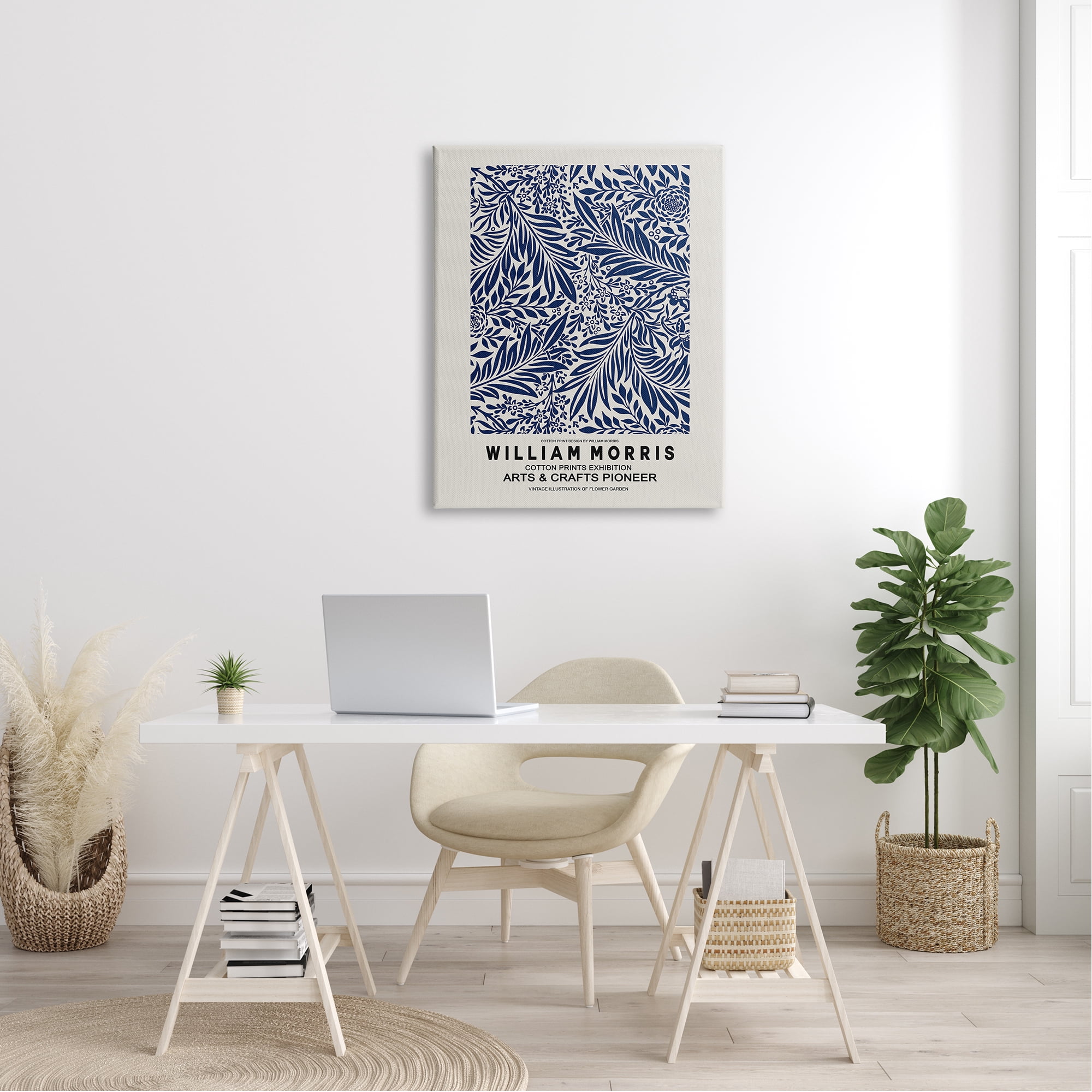 Stupell Industries Blue Floral Leaves Botanical Pattern Exhibition Flyer Canvas Wall Art, 30 x 40, Design by Ros Ruseva