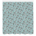 thumbnail image 2 of Ambesonne Autumnal Shower Curtain, Vintage Stripes Leaves, 69"Wx75"L, Pale Blue Taupe and White, 2 of 4