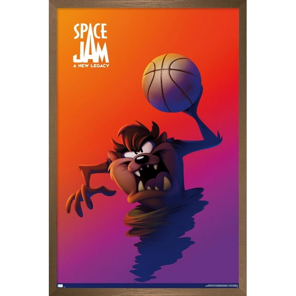 Space Jam: A New Legacy - Tasmanian DeVil One Sheet Wall Poster, 22.375" x 34", Framed