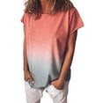 thumbnail image 1 of MAWCLOS Hauts pour Femmes T-Shirt à Dégradé de Couleurs Manches Courtes T-Shirt Décontracté d'Été Tunique à Col Rond Orange TG, 1 of 2