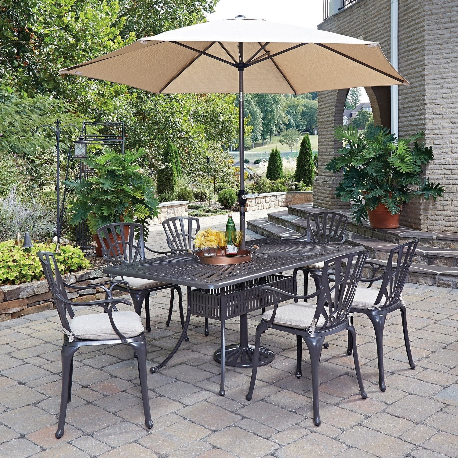 Home Styles Largo 7pc Outdoor Dining Set Includes Rectangular Table, 6