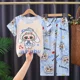 thumbnail image 4 of Ropa de dormir de verano para niños, pantalones largos finos de manga corta, ropa de hogar para niños y niñas, pijamas ligeros y cómodos para niños, 4 of 5