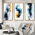 thumbnail image 1 of Designart "Wonders Found Turquoise and Gold Ink Cloud II" Abstract Painting Framed Wall Art Set Of 3 - Turquoise Modern Frame Canvas Set For Living Room Decor, 1 of 6