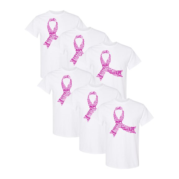 Awkward Styles Breast Cancer Awareness Mens Shirt Support Ribbon Breast Cancer Awareness Pink Shirt for Him Cancer Shirt Set of 6 Set of 12 Set of 24
