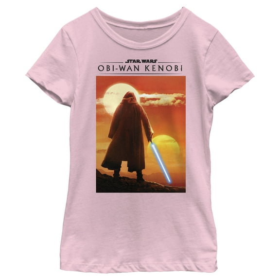 Girl's Star Wars: Obi-Wan Kenobi Two Suns and Kenobi on the Horizon  Graphic Tee Light Pink Small