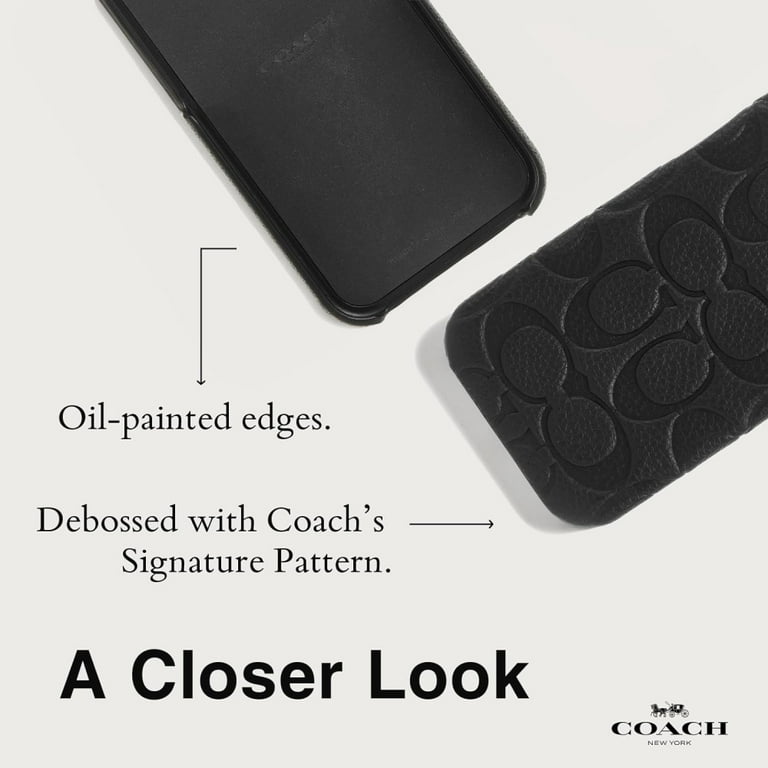 Coach Genuine Debossed Pebbled Leather iPhone 15/14/13 Case, Black