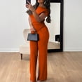 thumbnail image 5 of Kixjoy Orange Women 2 Piece Outfits Sets Off Shoulder Wide Leg Pant 2 Piece High Waisted Athletic Casual Sweatsuits Basic Soft Fall Loungewear Sets Woman, Orange XL, 5 of 5