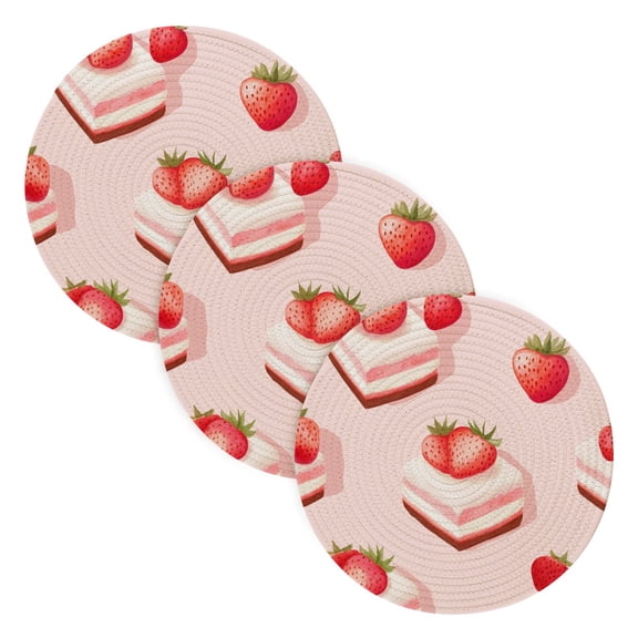 BZSMCE Mats for Pots,Pans Place Strawberry Dessert Simple Style Pattern Pot Mats