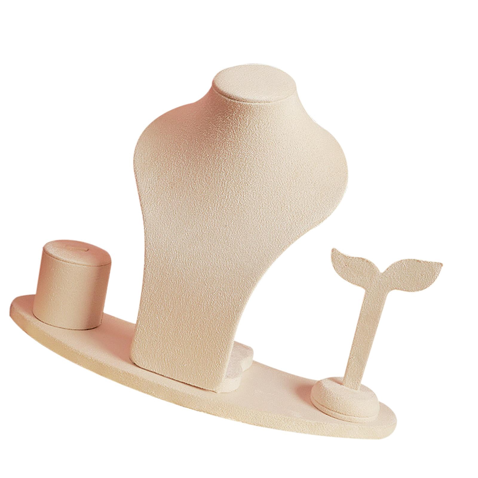 QccHieUs Necklace Display Mannequin, Ring Display Decoration Jewelry Stand for Countertop Beige