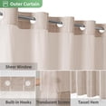 thumbnail image 5 of No Hook Stall Shower Curtain with Snap-in Fabric Liner - 54x80 Heavy-Duty Linen Textured Striped Design,Narrow Rustic Modern Farmhouse Bathroom Curtain,Water-Repellent,Tan/Taupe, 5 of 7